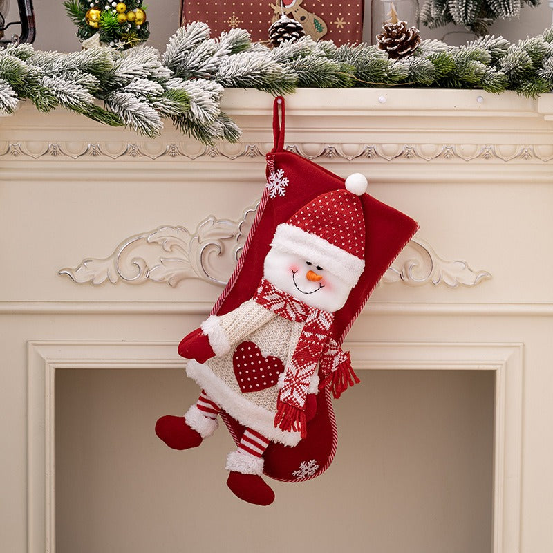 Nordic Premium Christmas Socks - Elderly & Snowman Gift Bags Decorations