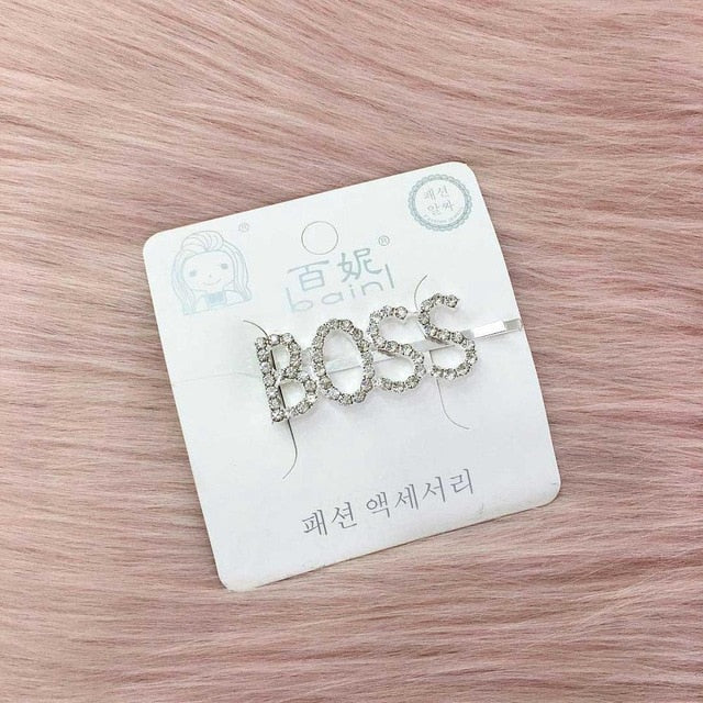 1PC Bling Letter Hairpins – Stylish Hair Clips & Barrettes for Women and Girls