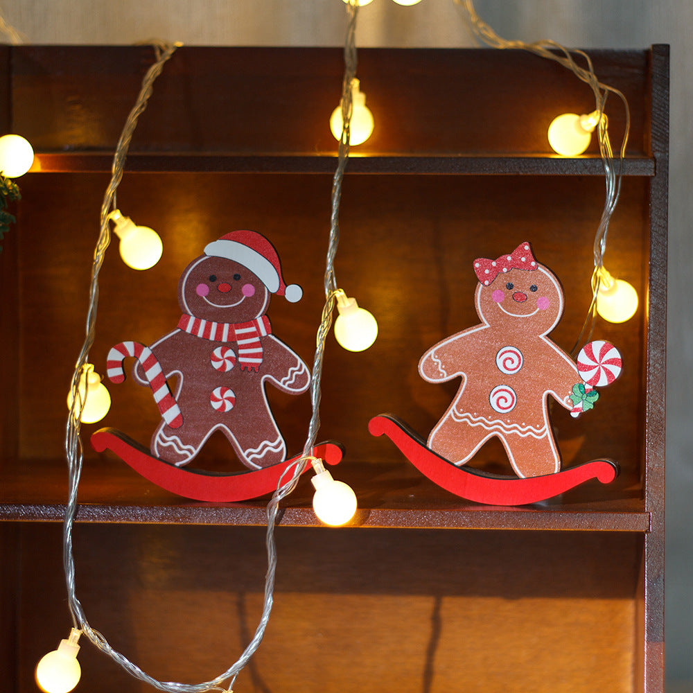 Wooden Gingerbread Figurine - Christmas Desktop Ornament & Gift