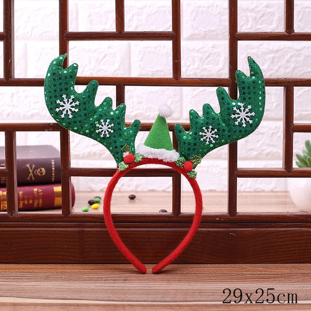 Christmas Headbands with Elk, Santa & Snowman - Fun Kids & Adult Party Decorations