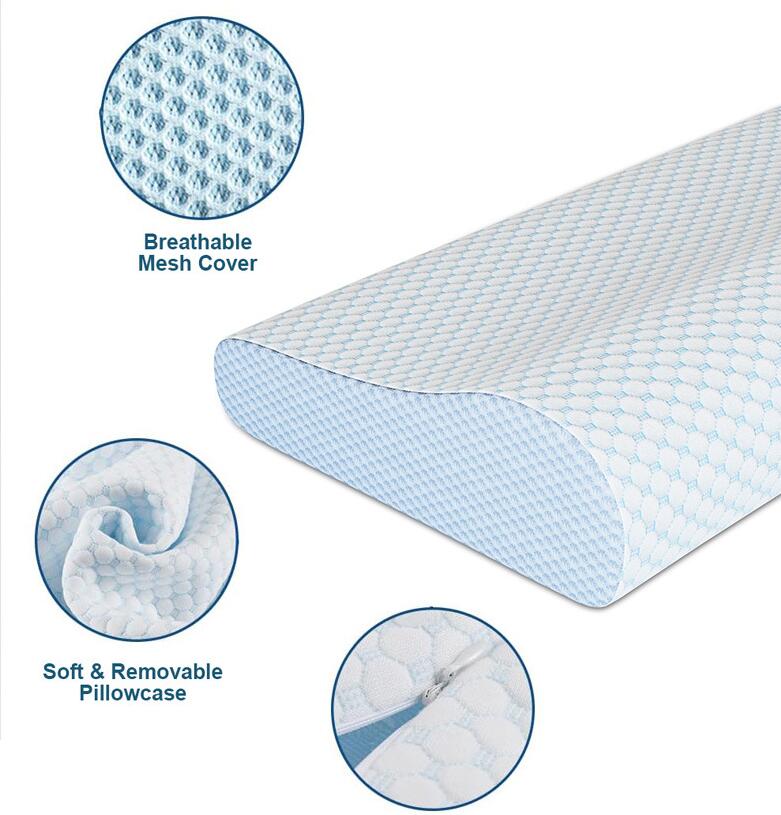 Ergonomic Contour Design Memory Foam Firm Ventilated Gel Pillow for Side Sleepers