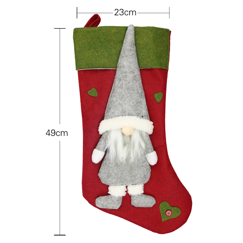 Large Christmas Stockings - Santa & Elk Socks Gift Holders for Fireplace & Tree Decorations