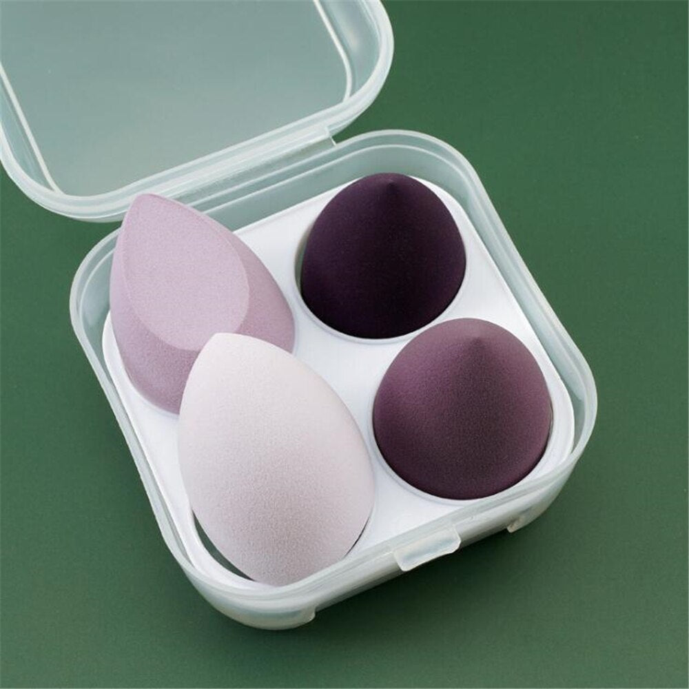 4pcs Makeup Blender Cosmetic Puff – Foundation & Powder Sponge with Storage Box