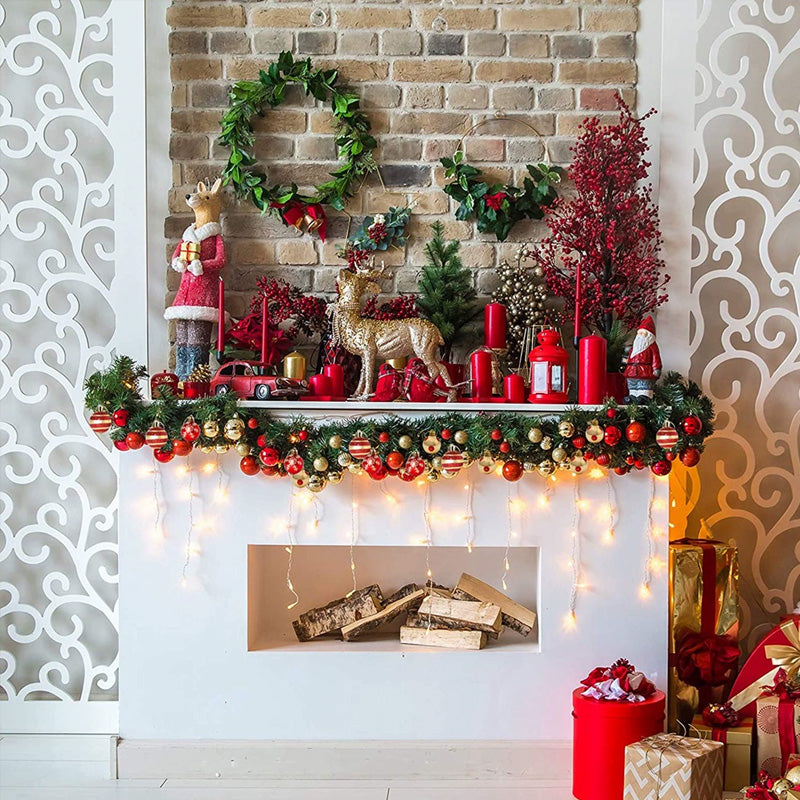 50PCS Gold & Red Christmas Tree Ball Ornaments - Holiday & New Year Decorations