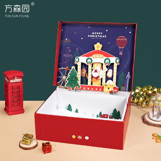 Christmas Gift Box Set – Elk Cartoon Packaging with Bag & Card (4pcs)