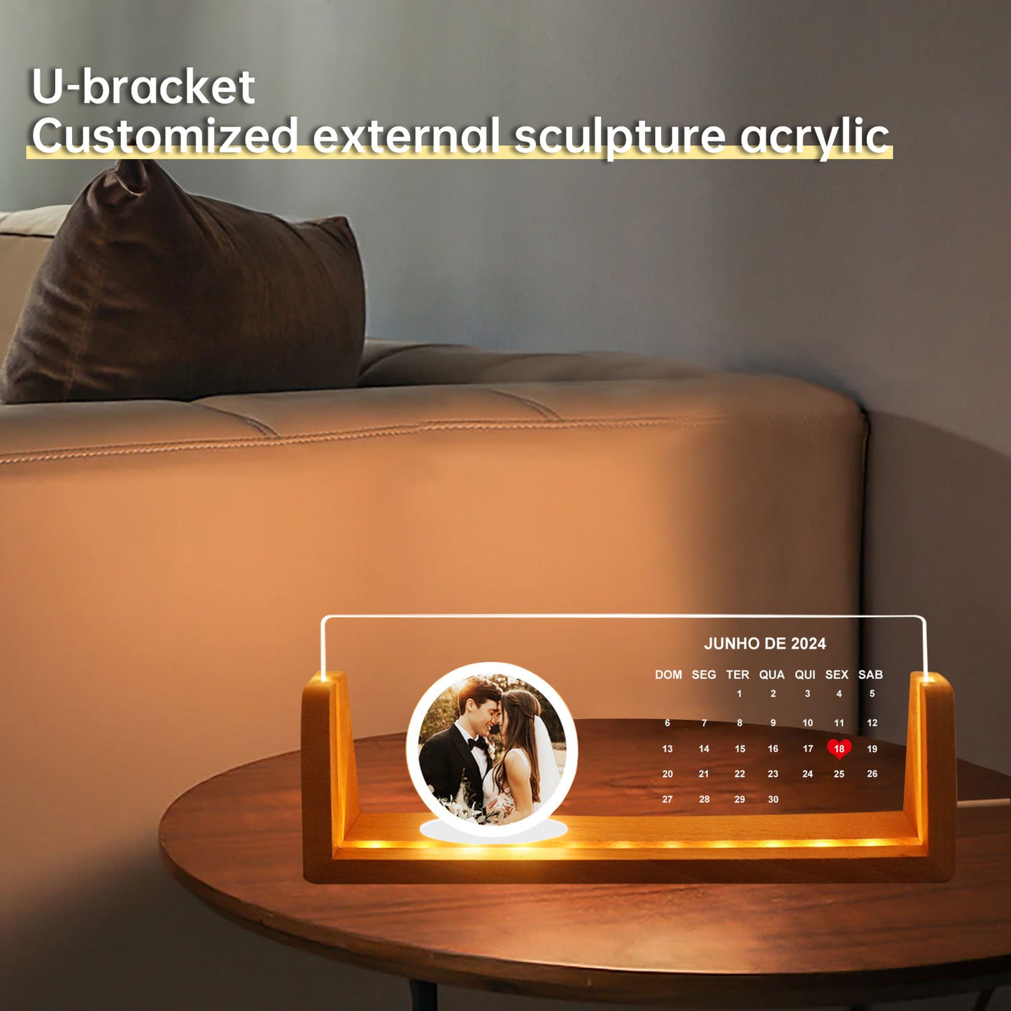 Personalized Picture Frame Night Light - Memorial Plaque USB Christmas Gift