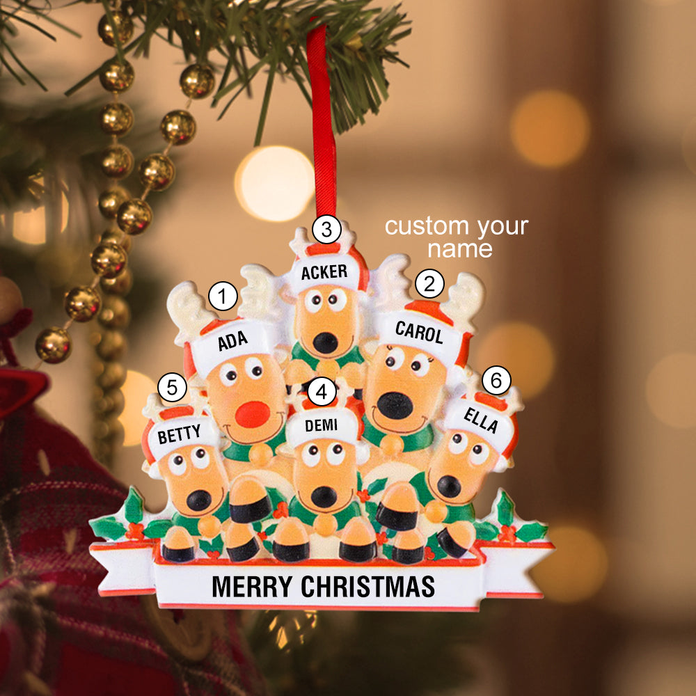 Custom Name Reindeer Family Ornament - Personalized Christmas Decoration & Gifts