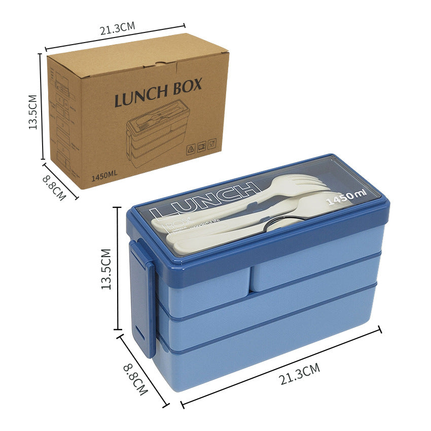 Portable Microwaveable Three-Layer Lunch Box