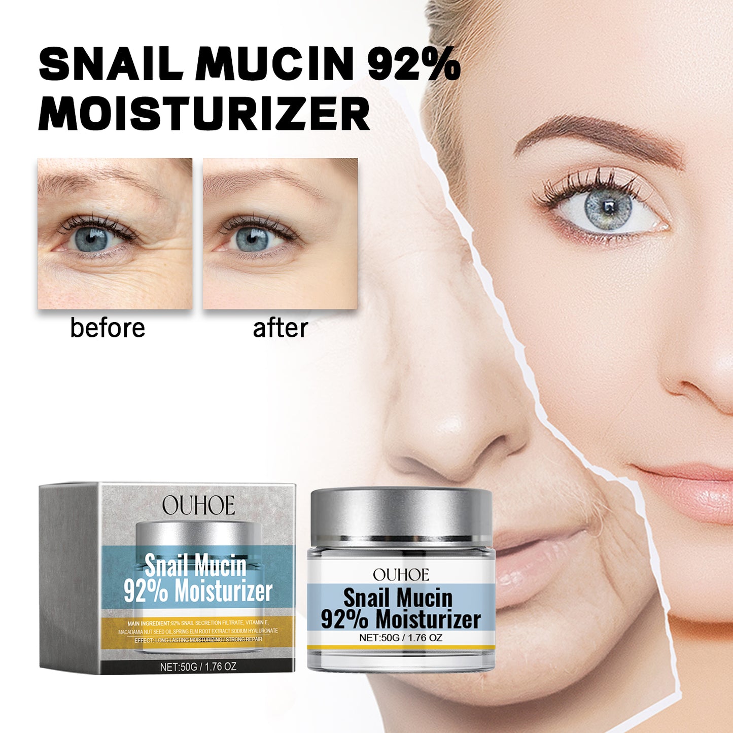 Snail Mucin 92% Moisturizer – Moisturizing, Firming & Elastic Care