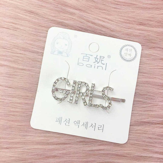 1PC Bling Letter Hairpins – Stylish Hair Clips & Barrettes for Women and Girls