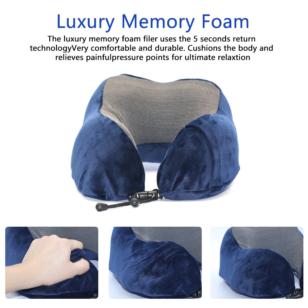 U-Shaped Memory Foam Neck Pillow Soft Cervical Travel Airplane Pillow