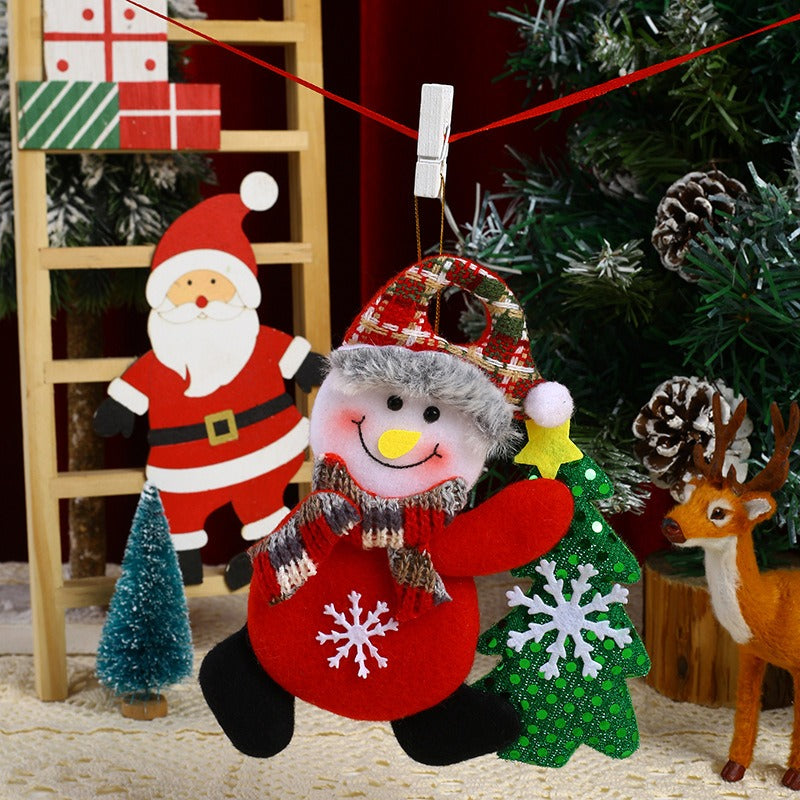 Velvet Christmas Tree Hugging Figurines - Fabric Ornaments & Hanging Gifts