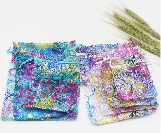 100PCS Colorful Organza Drawstring Bags – Jewelry, Wedding & Gift Packaging
