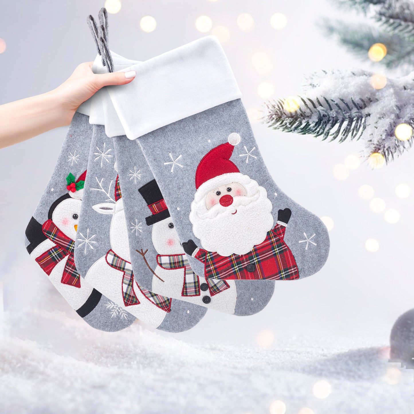 3D Snowman Christmas Socks Gift Bags - Holiday Candy Bags & Festive Decorations