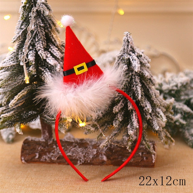 Christmas Tree Headbands - Elk, Santa & Snowman Ornaments for Kids & Adults