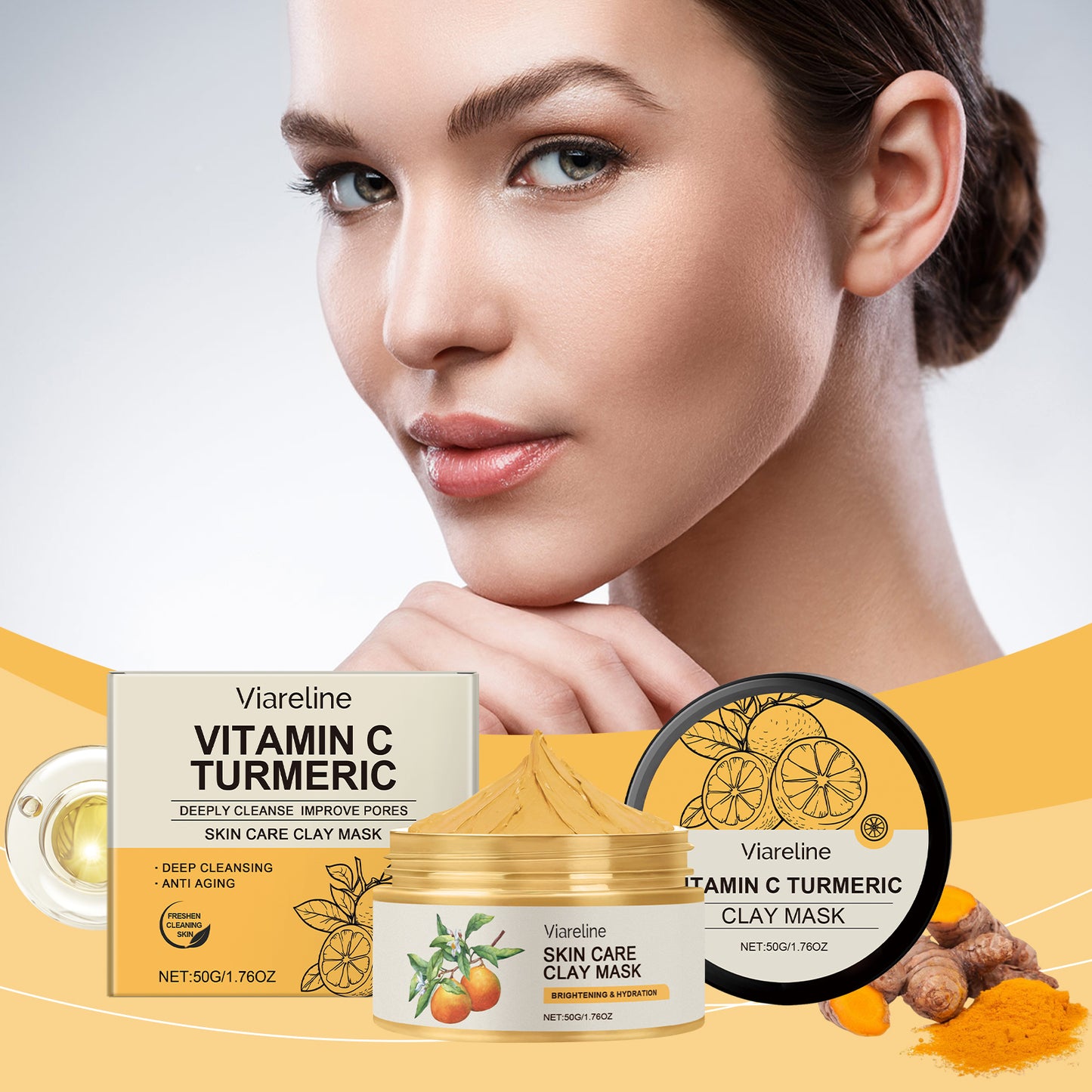 Viareline Vitamin C Deep Cleansing Mud Mask – Hydrating & Moisturizing Facial Care