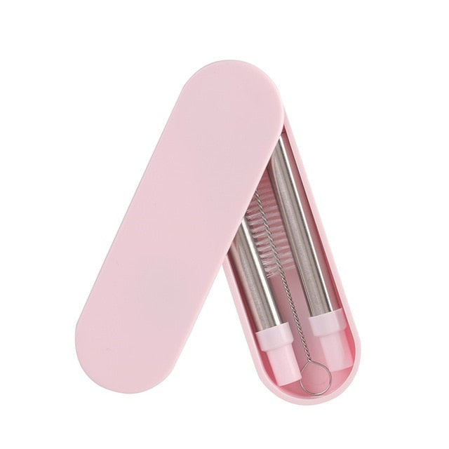 Telescopic Stainless Steel Drinking Straws – Reusable Metal Straw with Brush & Case