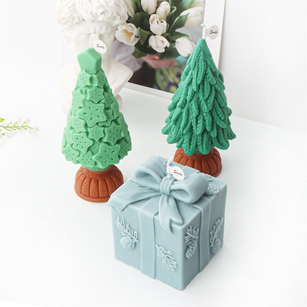 3D Christmas Tree Candle Mold - Aromatherapy Ornaments & Santa Gift Box Décor