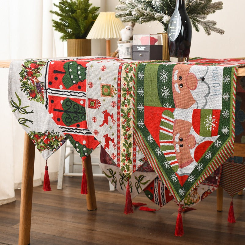 Knitted Christmas Tablecloth & Table Flag - Creative Holiday Table Decorations