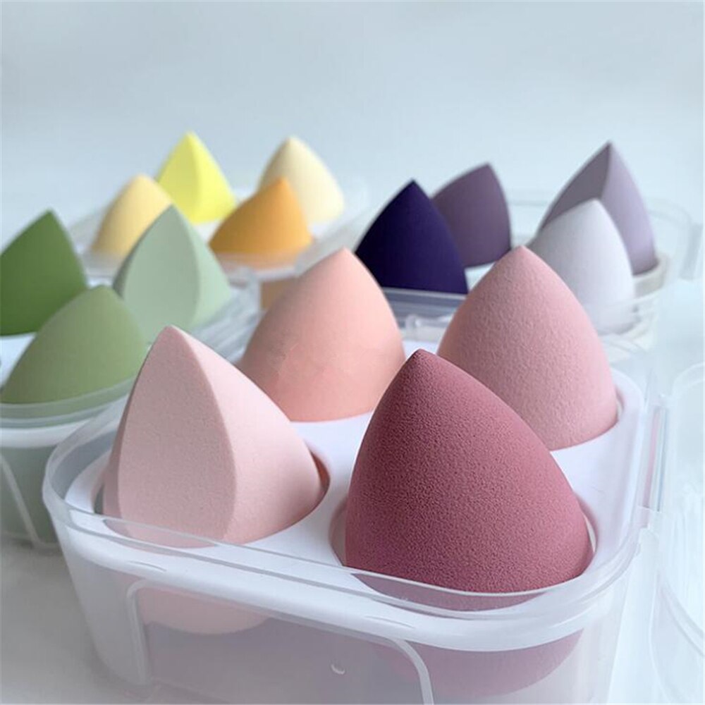 4pcs Makeup Blender Cosmetic Puff – Foundation & Powder Sponge with Storage Box