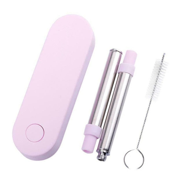 Telescopic Stainless Steel Drinking Straws – Reusable Metal Straw with Brush & Case