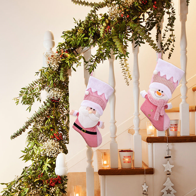Nordic Style Christmas Socks - Pink Santa Claus Socks, Gift Bags & Festive Decorations