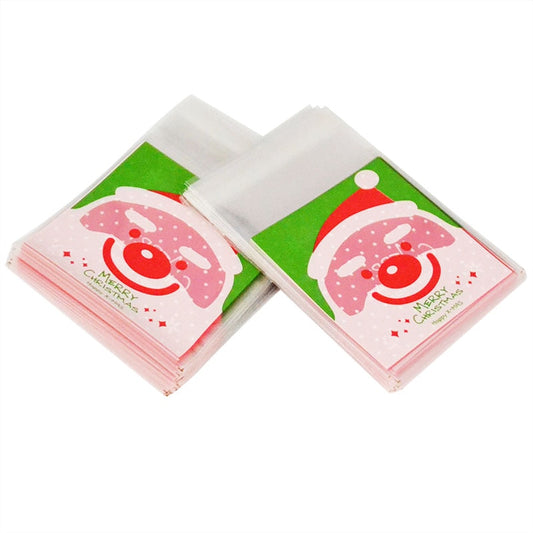 100PCS Cookie Gift Bags – Christmas Santa Claus & Snowman Candy Packaging for Party & Wedding