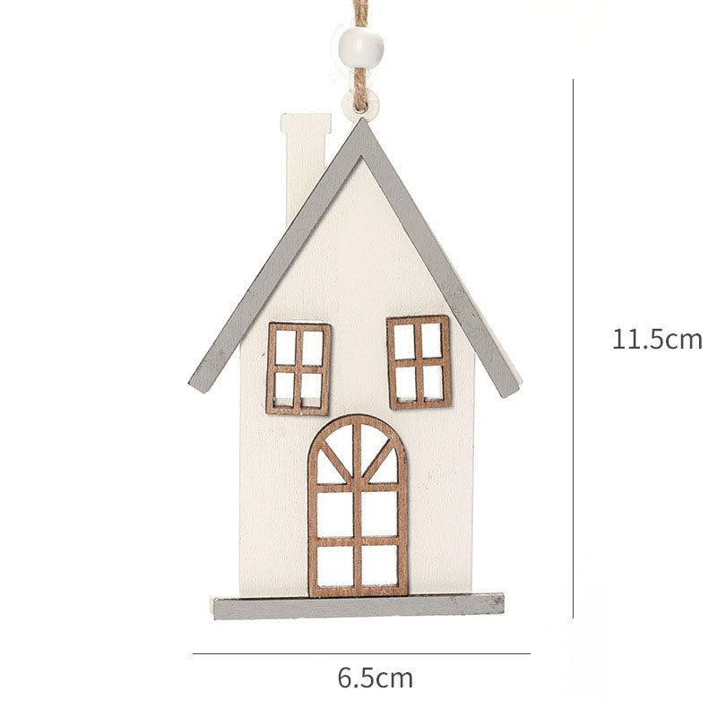Wooden Small House Christmas Tree Pendant - Creative Hanging Decoration & Gifts