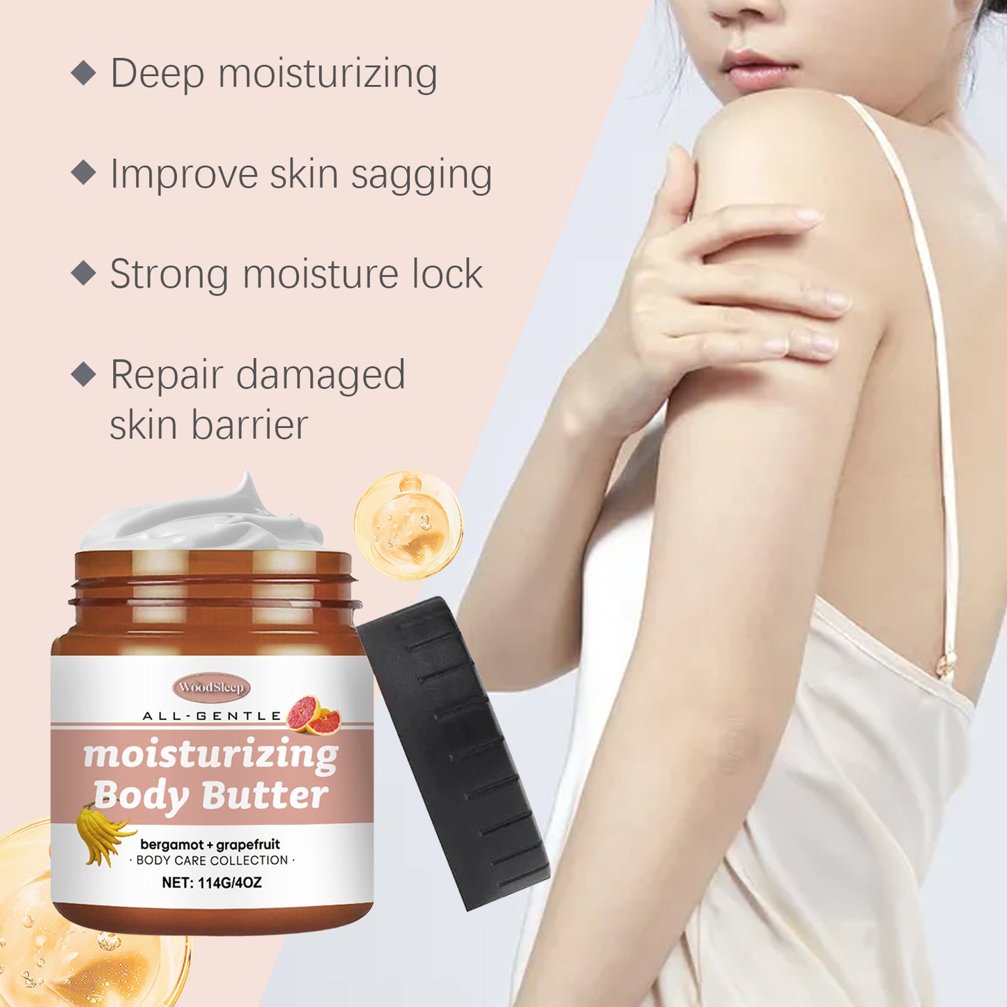 WoodSleep Body Butter Moisturizer – Hydrating Bergamot & Grapefruit Care