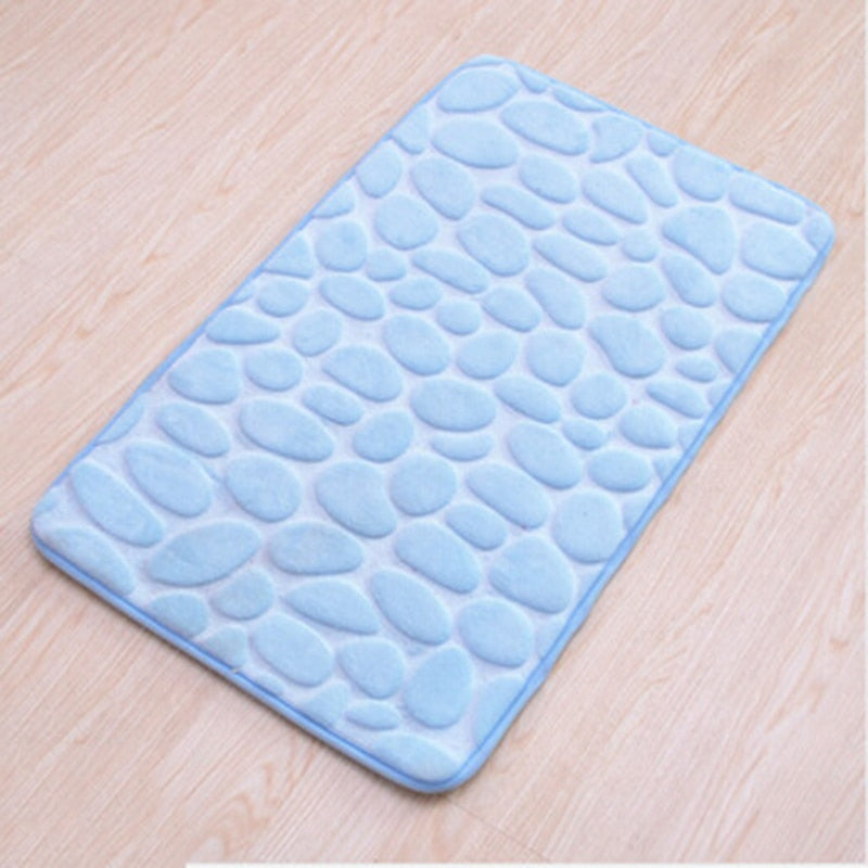 Cobblestone Embossed Bathroom Bath Mat Non-Slip Memory Foam Pad