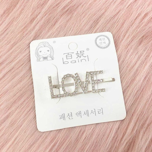 1PC Bling Letter Hairpins – Stylish Hair Clips & Barrettes for Women and Girls