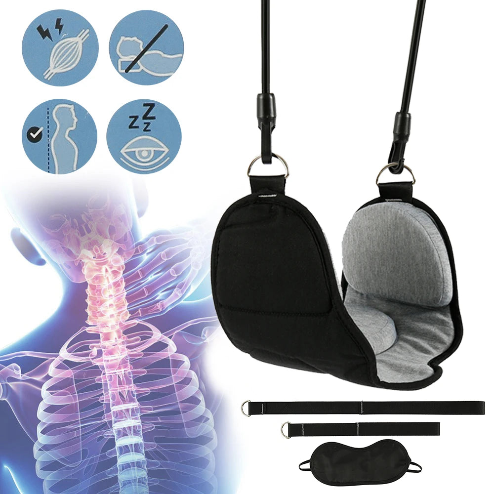 Portable Adults Neck Hammock Set Office Neck Rest Stretcher with Memory Foam Pillow and Mask Accessories