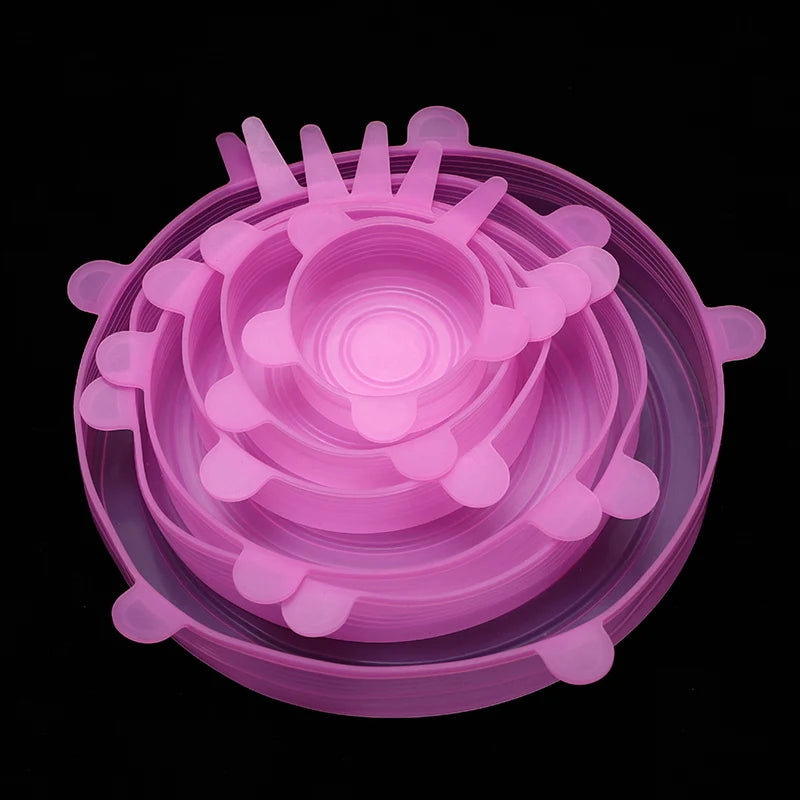 6 Pcs Silicone Cover Caps – Reusable Universal Stretch Lids for Bowls & Cookware