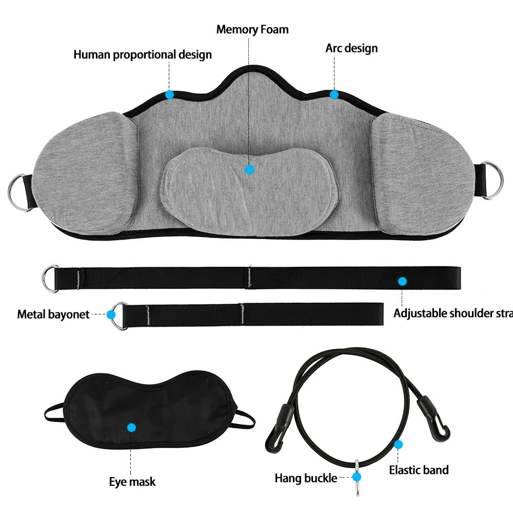 Portable Adults Neck Hammock Set Office Neck Rest Stretcher with Memory Foam Pillow and Mask Accessories