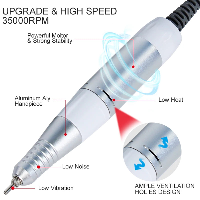 Electric Nail Drill Handpiece – File, Polish & Grinding Tool for Nail Art