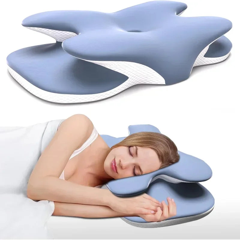 Ice silk pillowcase ergonomic cervical memory foam pillow adjustable for back and side sleepers neck pain relief
