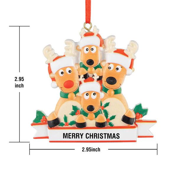Custom Name Reindeer Family Ornament - Personalized Christmas Decoration & Gifts