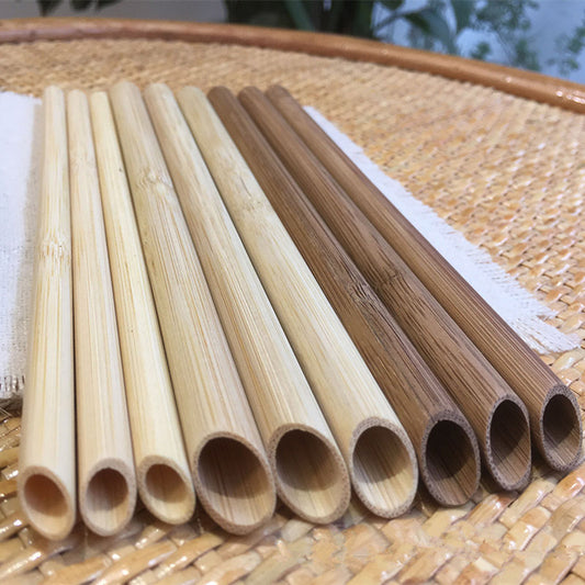 100PCS eco-friendly reusable carbonized bamboo straws 21.5cm for smoothies coffee milk and drinks