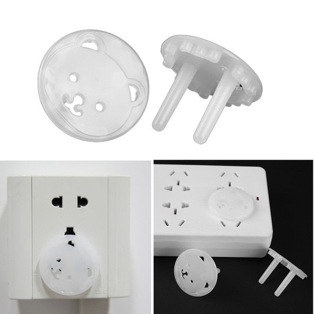 5pcs bear EU power socket outlet covers baby safety anti-electric shock protectors