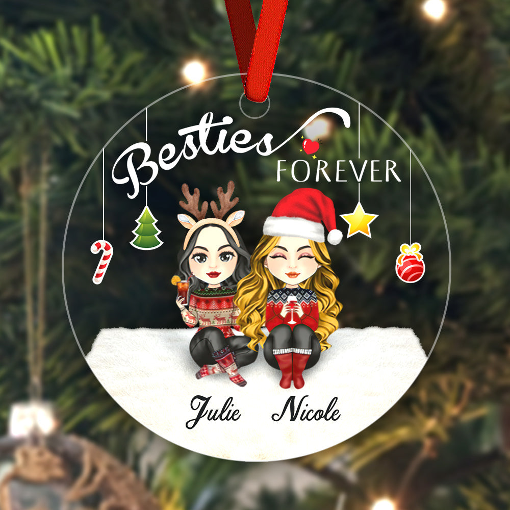 Besties Forever custom engraved ornament Christmas tree decoration gift for friends