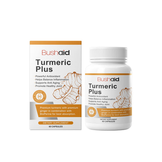 BushAid Turmeric Vitamin Capsules – rejuvenating body and mind care comfort capsules