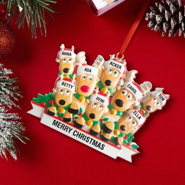 Custom Name Reindeer Family Ornament - Personalized Christmas Decoration & Gifts