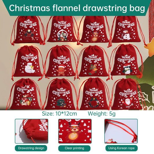 Christmas gift velvet and linen drawstring bags for jewelry, bracelet, candy and festive packaging