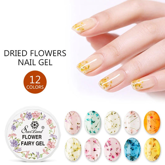Dried flowers gel nail polish – UV/LED soak off transparent nail art decoration manicure tool