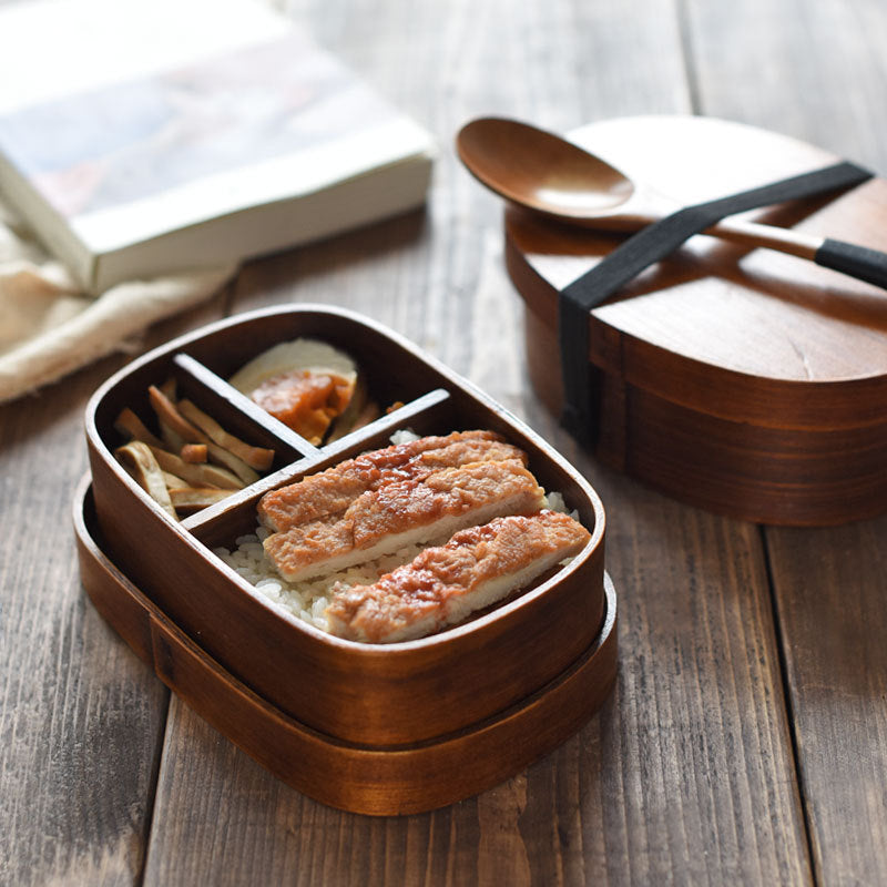 Japanese creative wooden lunch box – divided student bento box, dried fruit and sushi container