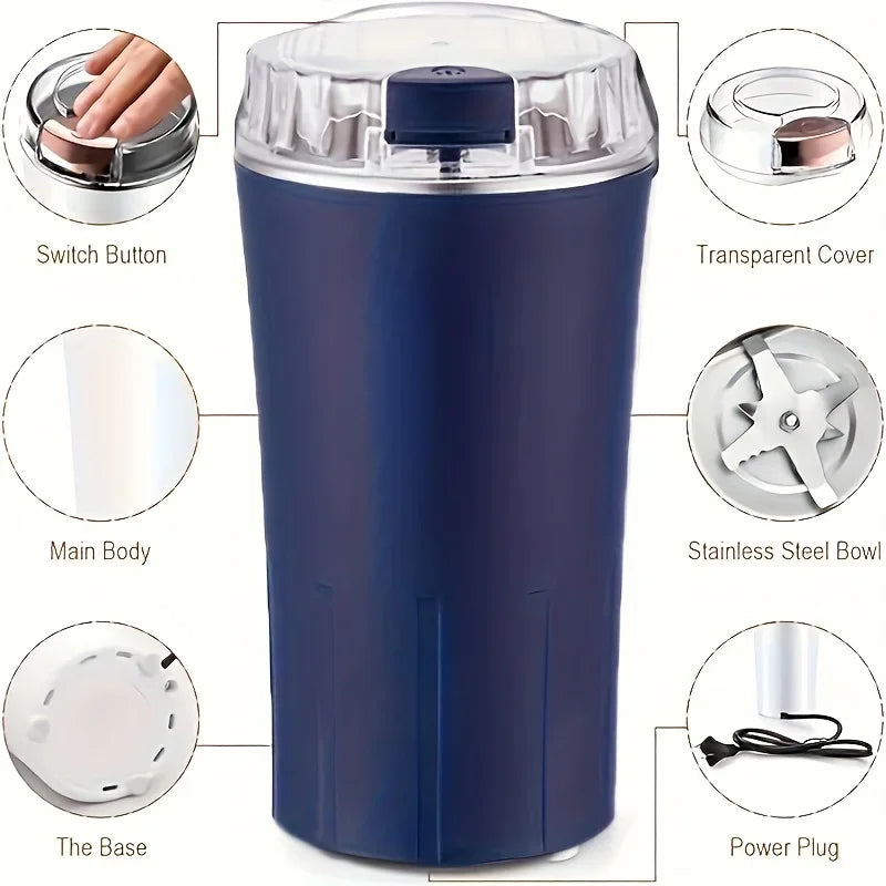 Electric coffee bean grinder multifunctional one-press food processor and blender for espresso, nuts and grains