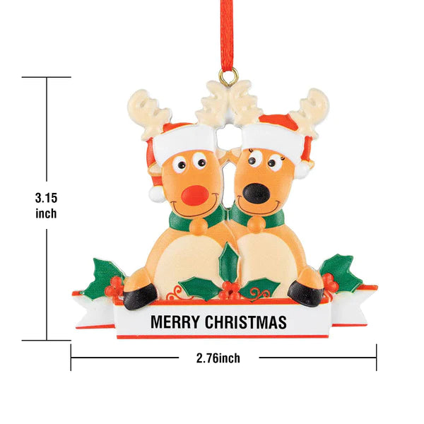 Custom Name Reindeer Family Ornament - Personalized Christmas Decoration & Gifts