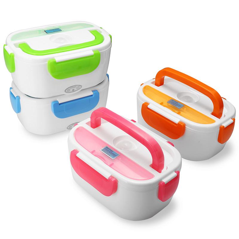 220V/110V portable electric heating lunch box – food-grade food warmer with 4 buckles dinnerware set for kids and adults