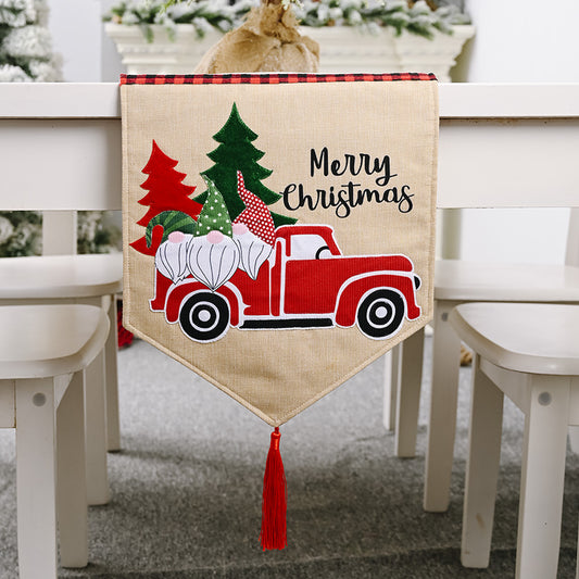 Forest elderly car imitation linen Christmas table flag decoration