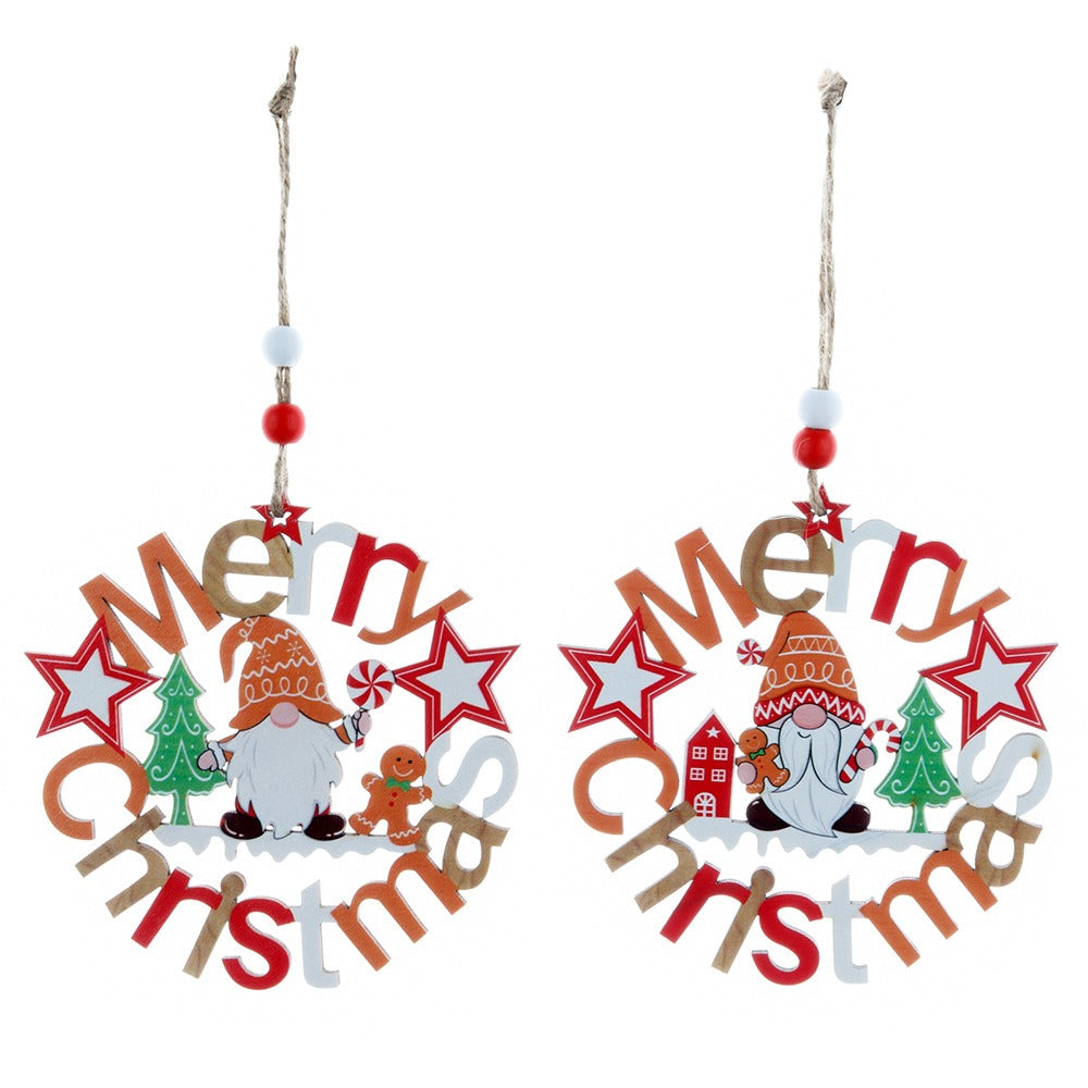 Gingerbread figurines and hollowed-out Santa Claus Christmas tree ornaments and gifts